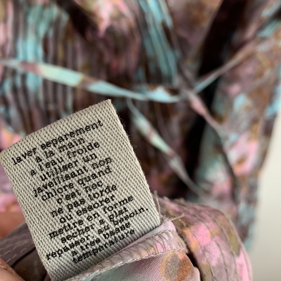 Ecote Abstract Floral Pink and Blue Sundress Pleats, Tie-waist, Pockets! - Picture 11 of 11